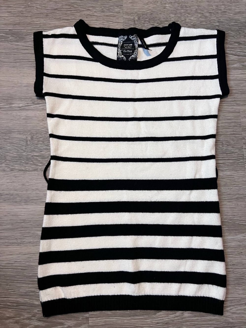 Y2K Striped Black & White Knit Tank Top